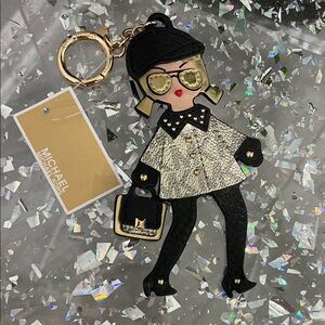 Michael Kors Black and Gold Fashionista Key Holder